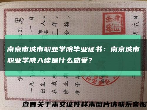 南京市城市职业学院毕业证书：南京城市职业学院入读是什么感受？缩略图