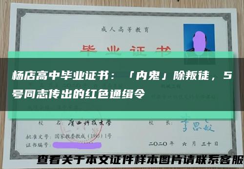 杨店高中毕业证书：「内鬼」除叛徒，5号同志传出的红色通缉令缩略图
