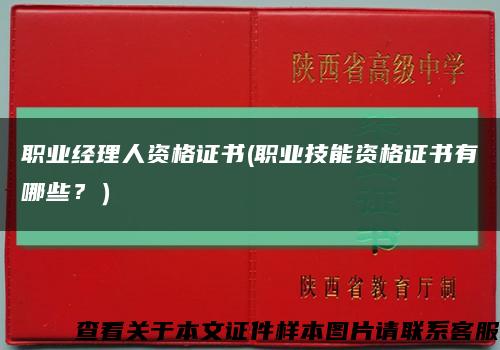 职业经理人资格证书(职业技能资格证书有哪些？）缩略图