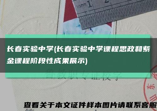长春实验中学(长春实验中学课程思政和紫金课程阶段性成果展示)缩略图