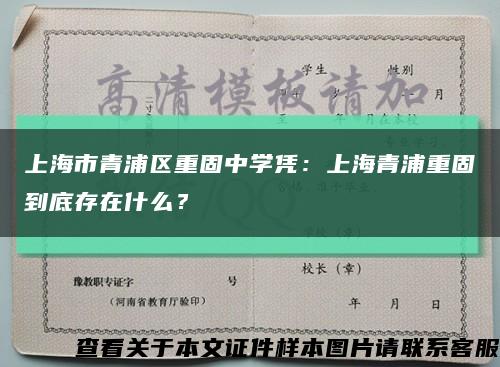 上海市青浦区重固中学凭：上海青浦重固到底存在什么？缩略图