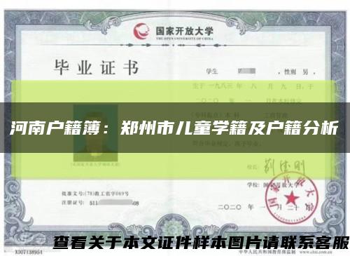 河南户籍簿：郑州市儿童学籍及户籍分析缩略图