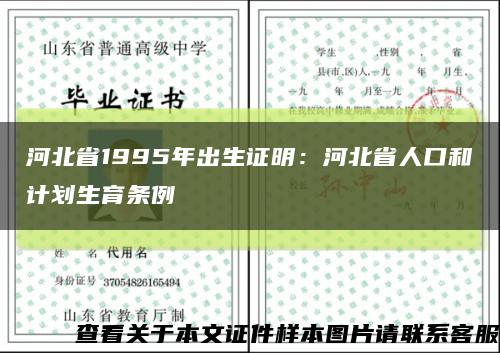 河北省1995年出生证明：河北省人口和计划生育条例缩略图