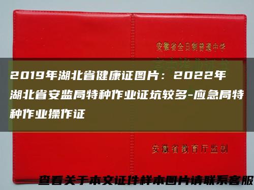 2019年湖北省健康证图片：2022年湖北省安监局特种作业证坑较多-应急局特种作业操作证缩略图