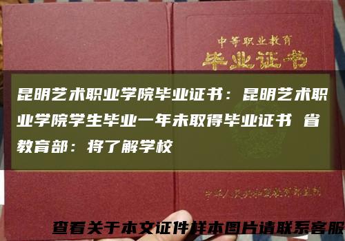 昆明艺术职业学院毕业证书：昆明艺术职业学院学生毕业一年未取得毕业证书 省教育部：将了解学校缩略图