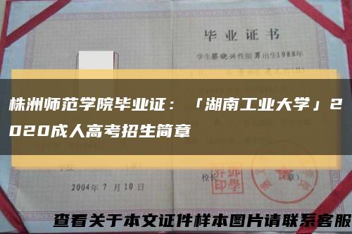 株洲师范学院毕业证：「湖南工业大学」2020成人高考招生简章缩略图
