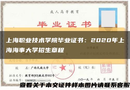 上海职业技术学院毕业证书：2020年上海海事大学招生章程缩略图