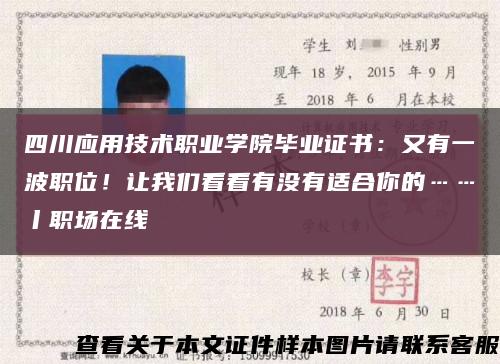 四川应用技术职业学院毕业证书：又有一波职位！让我们看看有没有适合你的……丨职场在线缩略图