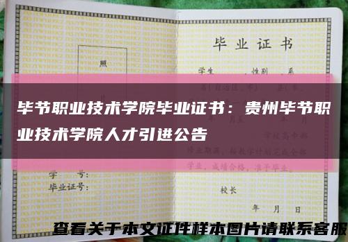 毕节职业技术学院毕业证书：贵州毕节职业技术学院人才引进公告缩略图