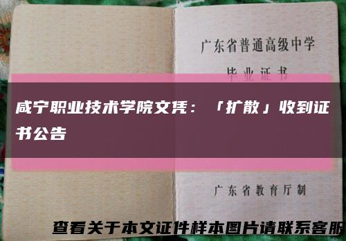 咸宁职业技术学院文凭：「扩散」收到证书公告缩略图