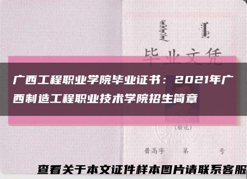 广西工程职业学院毕业证书：2021年广西制造工程职业技术学院招生简章缩略图