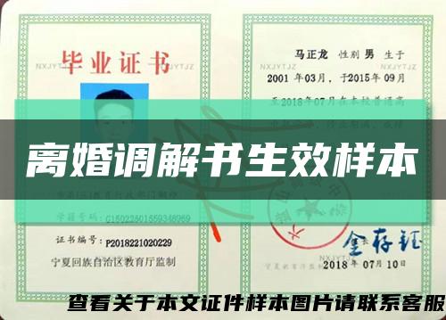 离婚调解书生效样本缩略图
