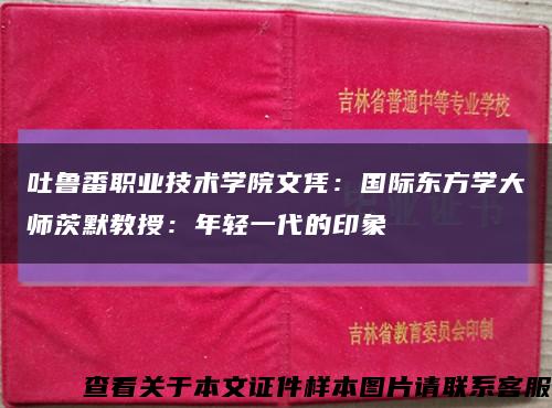 吐鲁番职业技术学院文凭：国际东方学大师茨默教授：年轻一代的印象缩略图