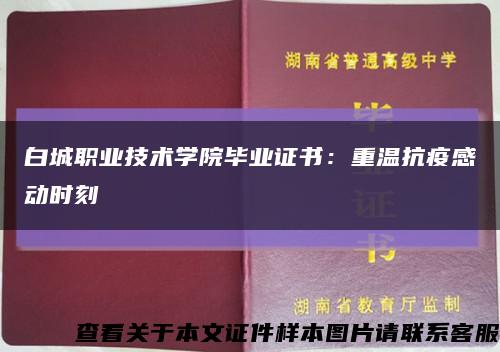白城职业技术学院毕业证书：重温抗疫感动时刻缩略图