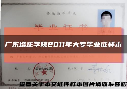 广东培正学院2011年大专毕业证样本缩略图