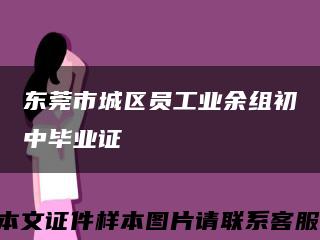 东莞市城区员工业余组初中毕业证缩略图