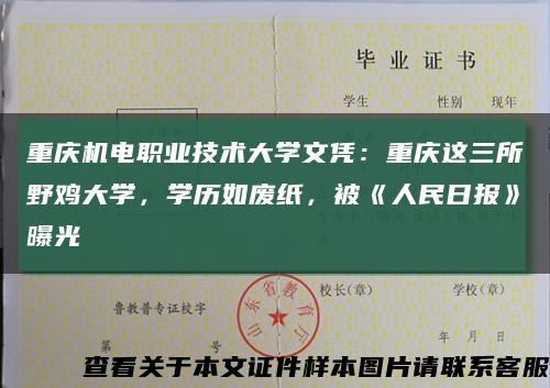 重庆机电职业技术大学文凭：重庆这三所野鸡大学，学历如废纸，被《人民日报》曝光缩略图