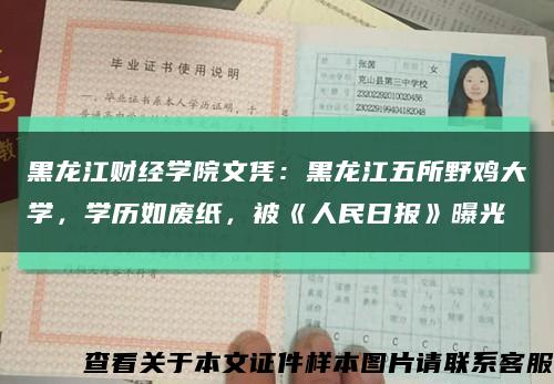 黑龙江财经学院文凭：黑龙江五所野鸡大学，学历如废纸，被《人民日报》曝光缩略图