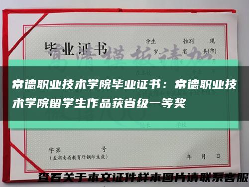 常德职业技术学院毕业证书：常德职业技术学院留学生作品获省级一等奖缩略图