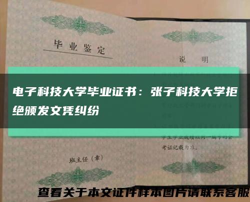 电子科技大学毕业证书：张子科技大学拒绝颁发文凭纠纷缩略图