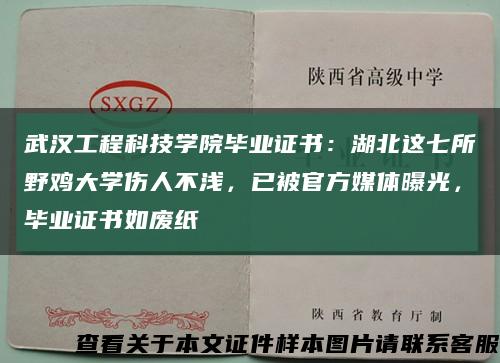 武汉工程科技学院毕业证书：湖北这七所野鸡大学伤人不浅，已被官方媒体曝光，毕业证书如废纸缩略图