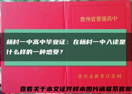 杨村一中高中毕业证：在杨村一中入读是什么样的一种感受？缩略图