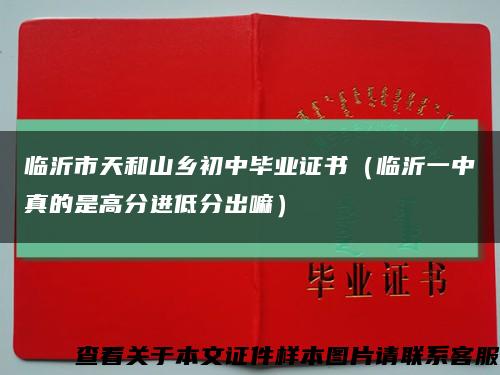 临沂市天和山乡初中毕业证书（临沂一中真的是高分进低分出嘛）缩略图