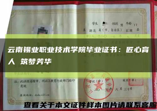 云南锡业职业技术学院毕业证书：匠心育人 筑梦芳华缩略图