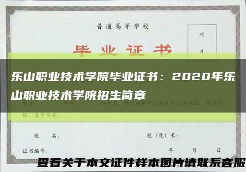乐山职业技术学院毕业证书：2020年乐山职业技术学院招生简章缩略图
