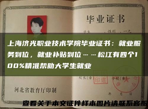 上海济光职业技术学院毕业证书：就业服务到位，就业补贴到位……松江有四个100%精准帮助大学生就业缩略图