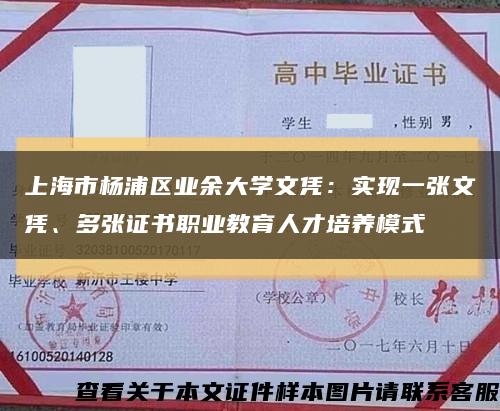 上海市杨浦区业余大学文凭：实现一张文凭、多张证书职业教育人才培养模式缩略图