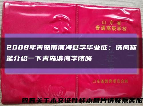 2008年青岛市滨海县学毕业证：请问你能介绍一下青岛滨海学院吗缩略图
