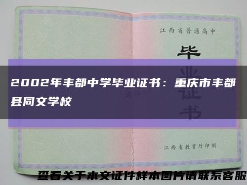2002年丰都中学毕业证书：重庆市丰都县同文学校缩略图