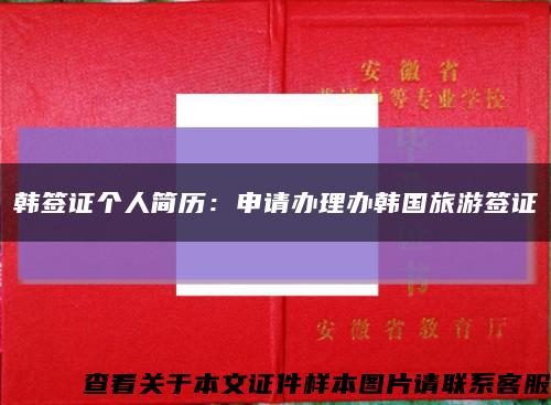 韩签证个人简历：申请办理办韩国旅游签证缩略图