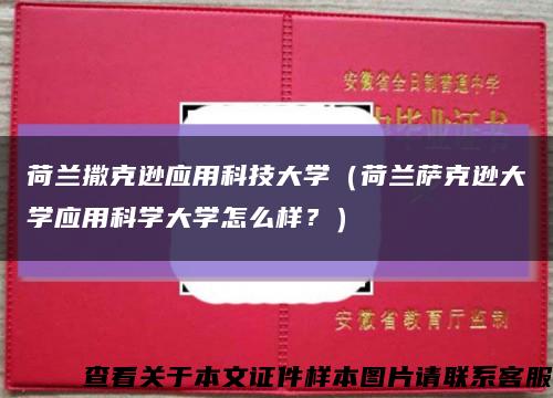 荷兰撒克逊应用科技大学（荷兰萨克逊大学应用科学大学怎么样？）缩略图