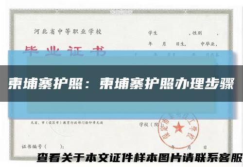 柬埔寨护照：柬埔寨护照办理步骤缩略图