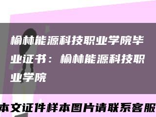 榆林能源科技职业学院毕业证书：榆林能源科技职业学院缩略图