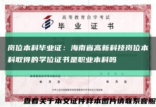 岗位本科毕业证：海南省高新科技岗位本科取得的学位证书是职业本科吗缩略图