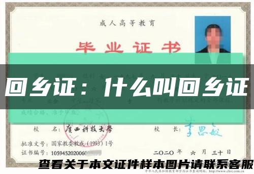 回乡证：什么叫回乡证缩略图