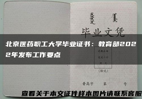北京医药职工大学毕业证书：教育部2022年发布工作要点缩略图