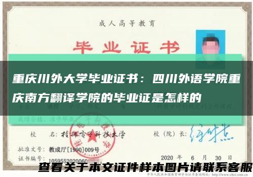 重庆川外大学毕业证书：四川外语学院重庆南方翻译学院的毕业证是怎样的缩略图