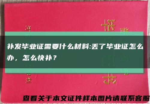 补发毕业证需要什么材料:丢了毕业证怎么办，怎么快补？缩略图