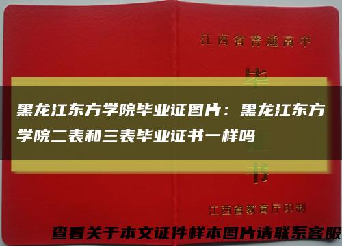 黑龙江东方学院毕业证图片：黑龙江东方学院二表和三表毕业证书一样吗缩略图
