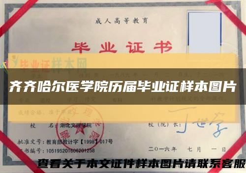 齐齐哈尔医学院历届毕业证样本图片缩略图