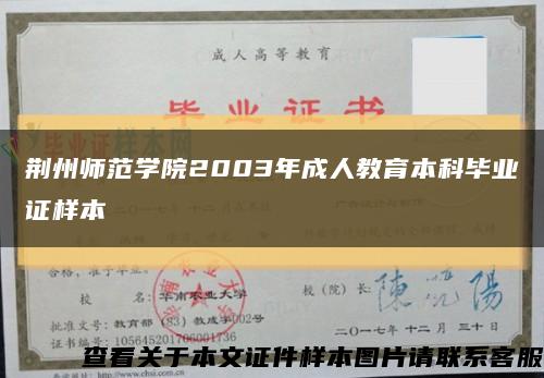 荆州师范学院2003年成人教育本科毕业证样本缩略图