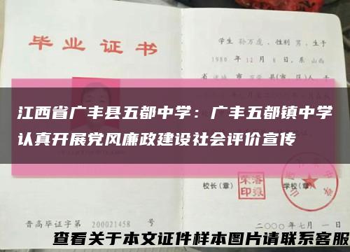 江西省广丰县五都中学：广丰五都镇中学认真开展党风廉政建设社会评价宣传缩略图