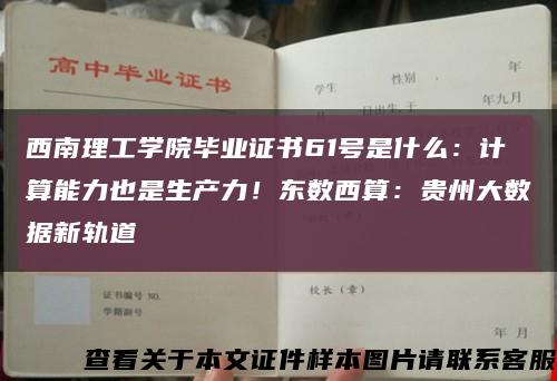 西南理工学院毕业证书61号是什么：计算能力也是生产力！东数西算：贵州大数据新轨道缩略图