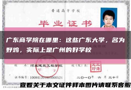 广东商学院在哪里：这些广东大学，名为野鸡，实际上是广州的好学校缩略图