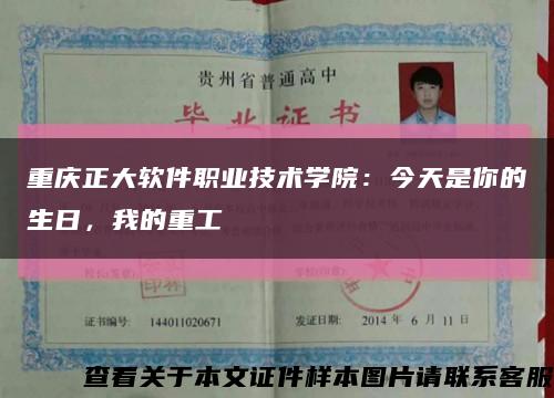 重庆正大软件职业技术学院：今天是你的生日，我的重工缩略图