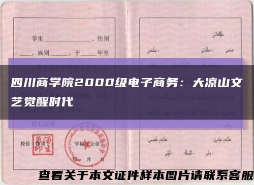 四川商学院2000级电子商务：大凉山文艺觉醒时代缩略图